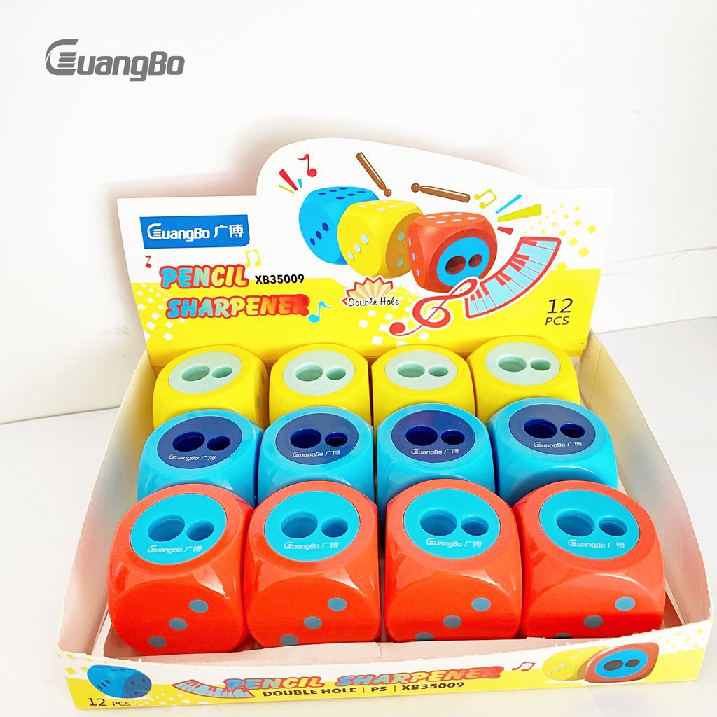 Chuốt chì 3 màu hình xúc xắc 2 lỗ GuangBo XB35009, hàng uy tín chất lượng