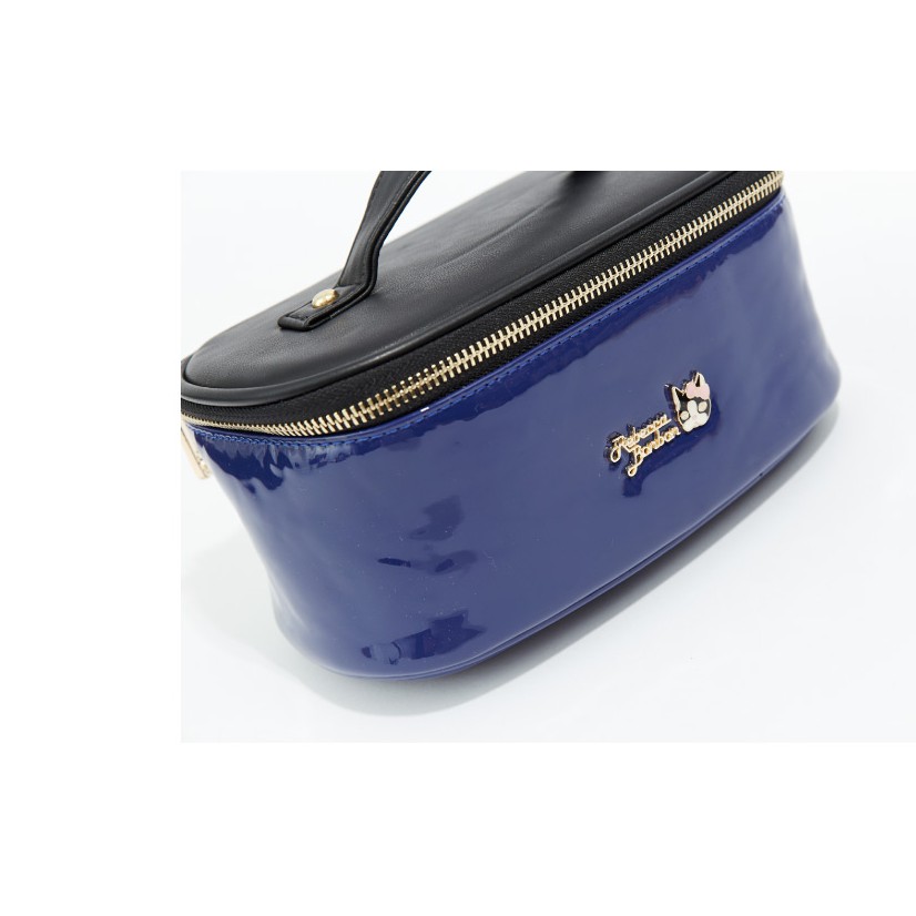 Hộp đựng mỹ phẩm có kính màu xanh dương đậm PU #RebeccaBonbon chú cún Nhật Bản