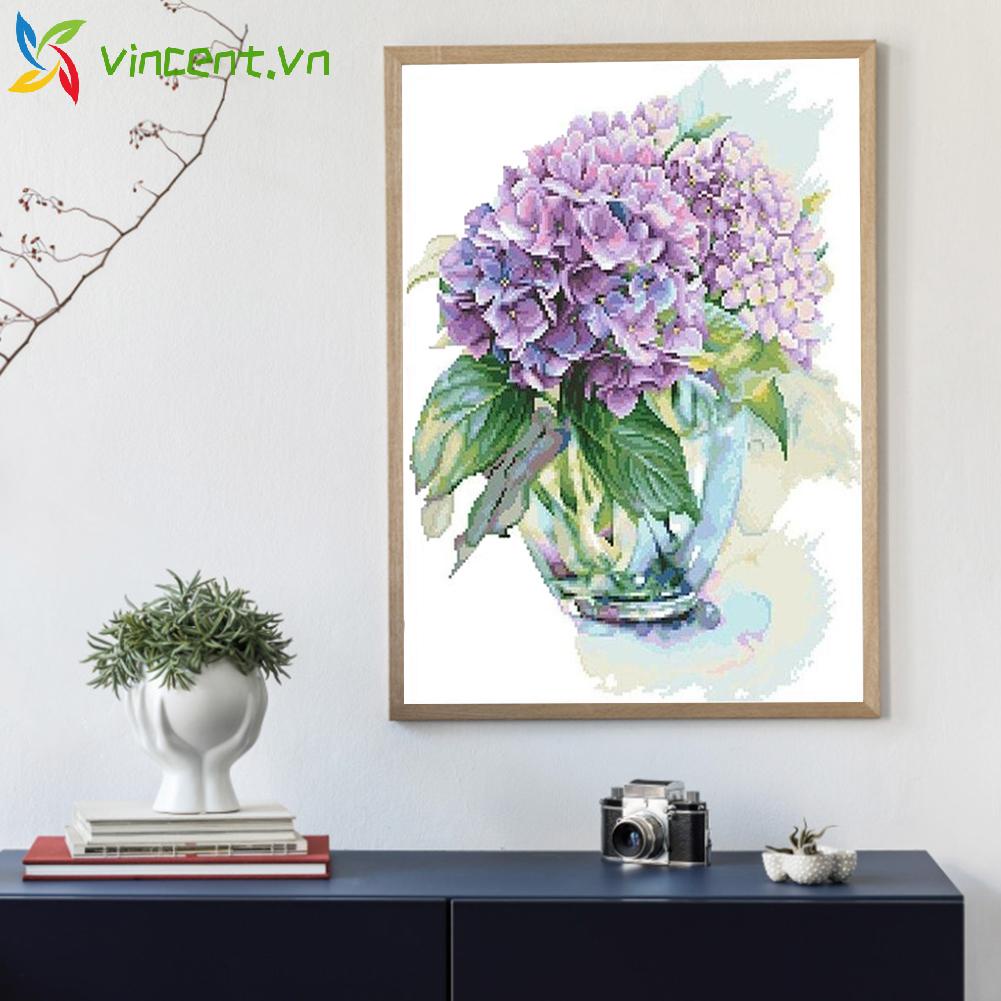 Bộ tranh thêu chữ thập 11CT hình hoa cẩm tú cầu