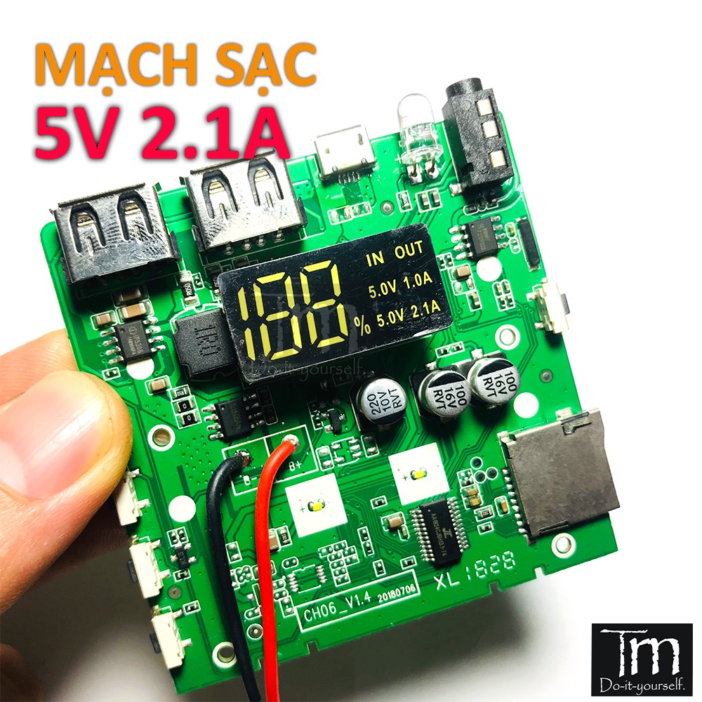 Mạch Sạc Dự Phòng 5V 2.1A 2 Cổng Vuông