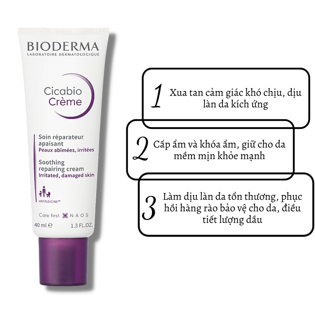 Kem dưỡng ẩm da phục hồi Bioderma Cicabio Creme 40ml DA04