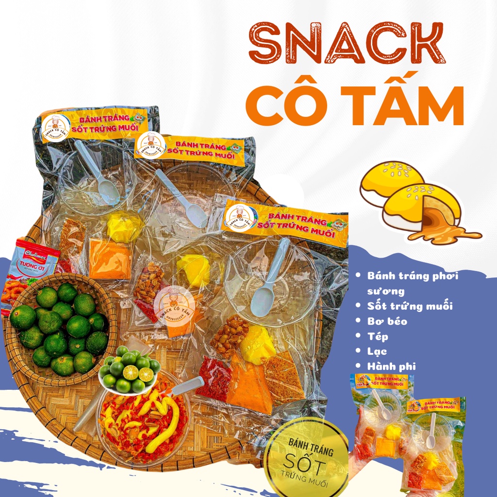 Bánh tráng phơi sương vị trứng muối chấm bơ béo ngậy hấp dẫn ngon lạ miệng kèm tắc/Snack Cô Tấm