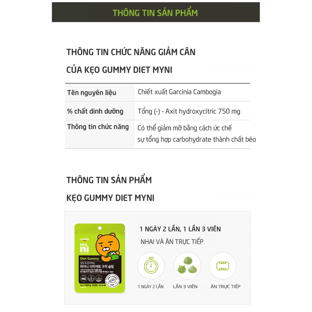 Kẹo Dẻo Giảm Cân Myni Diet Gummy (gói 12 viên)