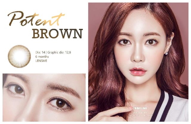 Kính áp tròng 6 tháng POTENT BROWN áo tròng 14.0mm- Nâu tự nhiên