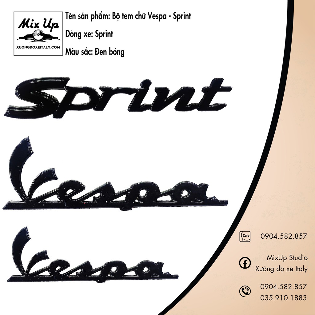 BỘ TEM CHỮ DÒNG XE VESPA SPRINT