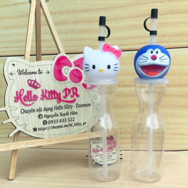 Bình nhựa 3D 500ml HELLO KITTY - DOREMON DORAEMON