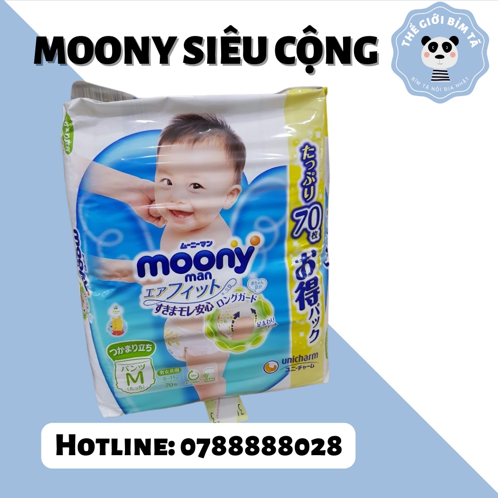 (MOONY JUMBO)Bỉm Tã Dán/Quần Moony Nội Địa Nhật Đủ Size NB111/S102/M78/M70/L54/XL46