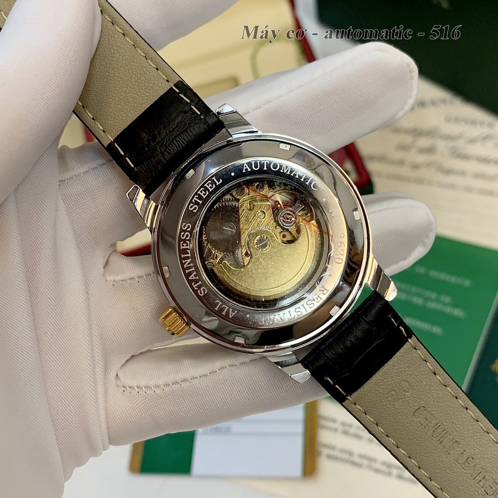 Đồng hồ nam Rolex mặt tròn máy cơ automatic dây da cao cấp DH516 Shop404 | BigBuy360 - bigbuy360.vn