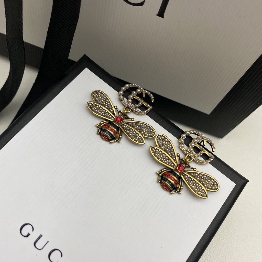 Bông Tai Gucci Bằng Thép Titan Hình Logo GG Đôi Thời Trang Cho Nữ