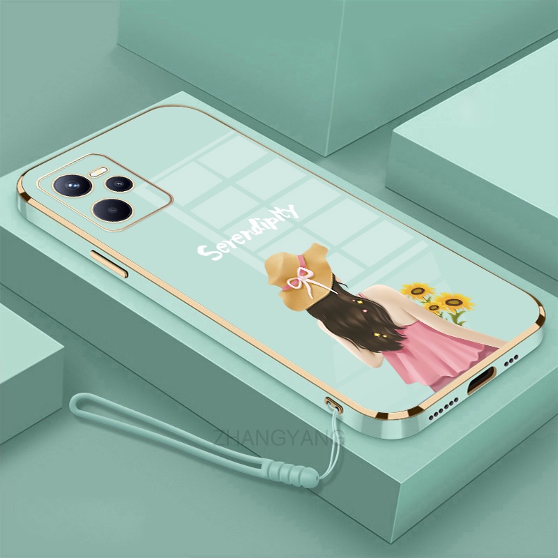 Ốp lưng Realme c35 Ốp Điện Thoại TPU Silicon Viền Mạ Màu Hình Cô Gái Xinh Đẹp Cho Realme c35