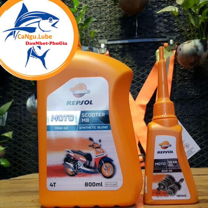 [Free Ship Extra]Combo nhớt xe tay ga Repsol 10W40 chai 800ml  + nhớt hộp số repsol 120ml bảo vệ đông cơ xe tay ga