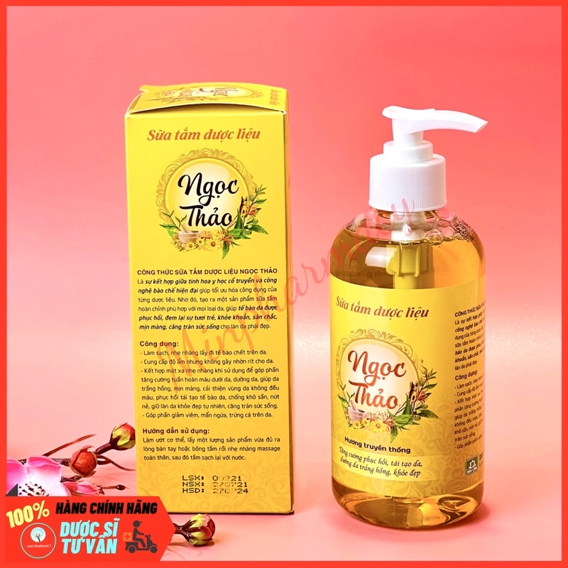 Sữa tắm dược liệu NGỌC THẢO Dưỡng da trắng hồng, khoẻ đẹp 350ml - Minpharmacy