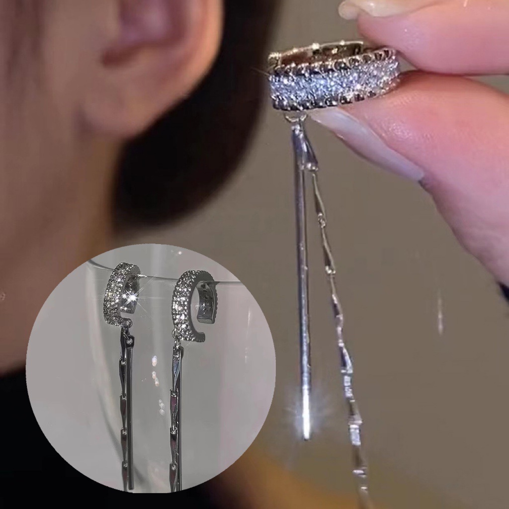 Khuyên Tai Tròn Tua Rua Dài Không Cần Xỏ Lỗ