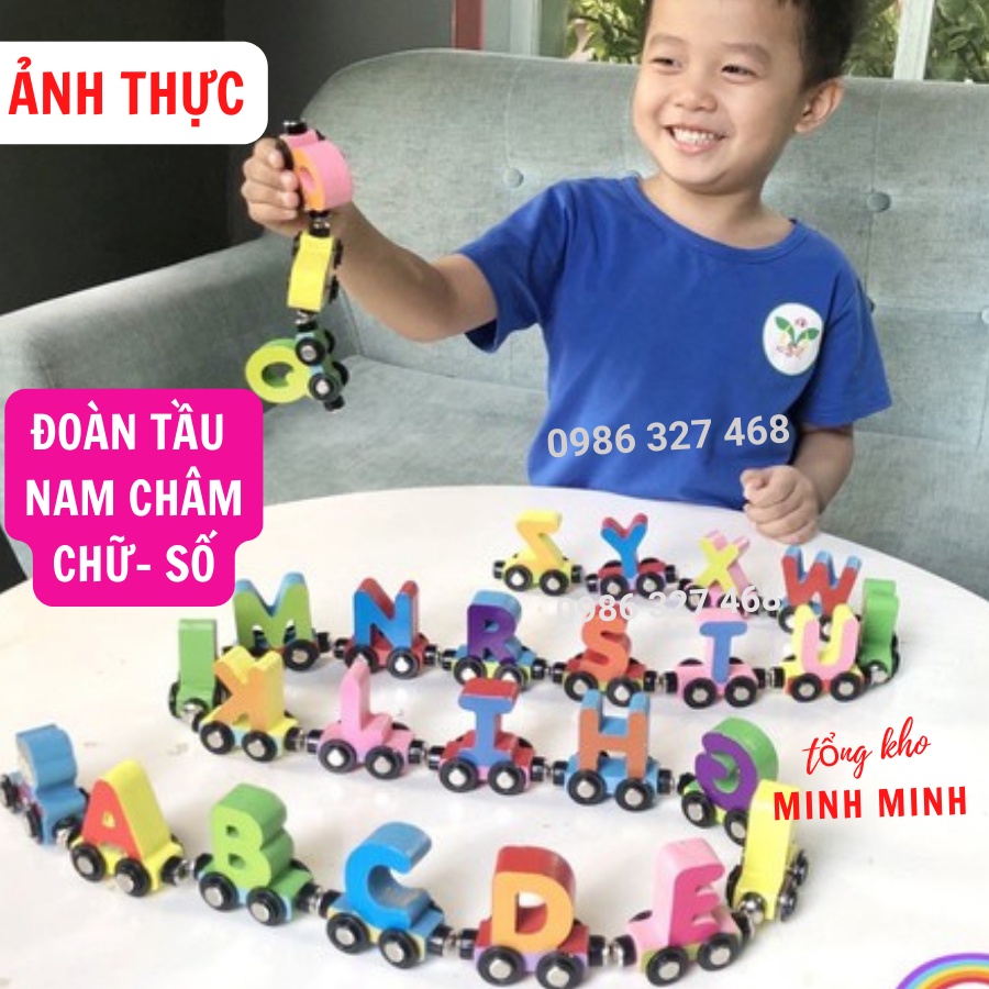 Đồ chơi giáo dục, đoàn tàu chữ cái/số đếm nam châm từ tính cho bé