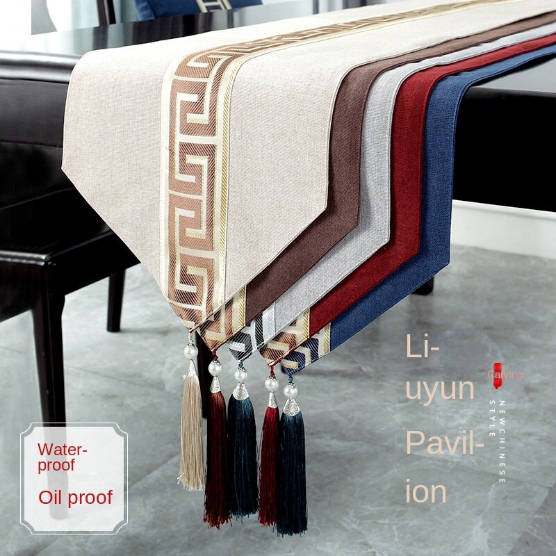 Table Runner Mới Chống Thấm Nước Dầu Trà Khăn Trải Bàn Nhà Khăn Zen Phong Cách Mlb9