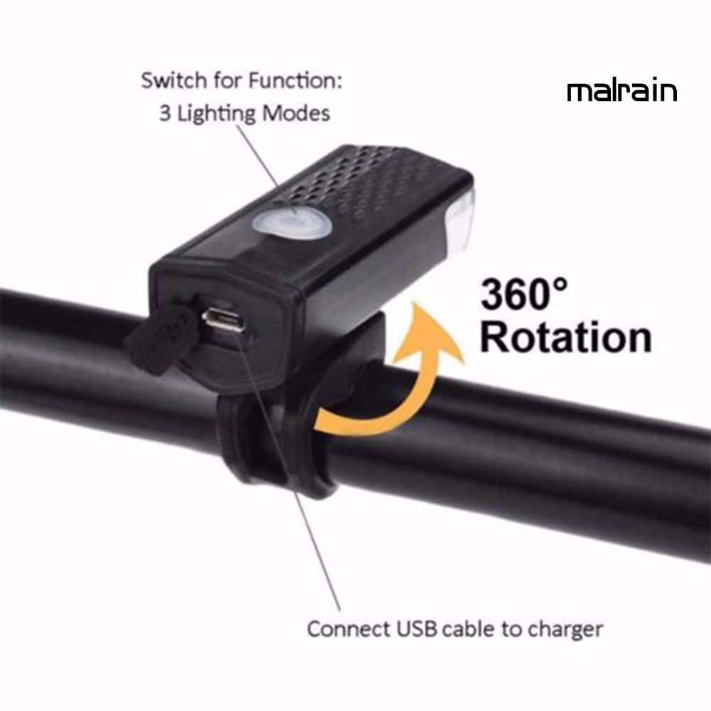 Đèn LED USB Xoay 360 Độ Gắn Phía Trước Xe Đạp Dùng Ban Đêm Tiện Dụng