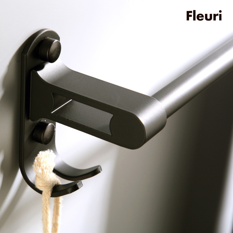 Giá Đỡ Khăn Tắm Gắn Tường Bằng Nhôm Màu Đen Nhám Tiện Dụng Cho Phòng Tắm