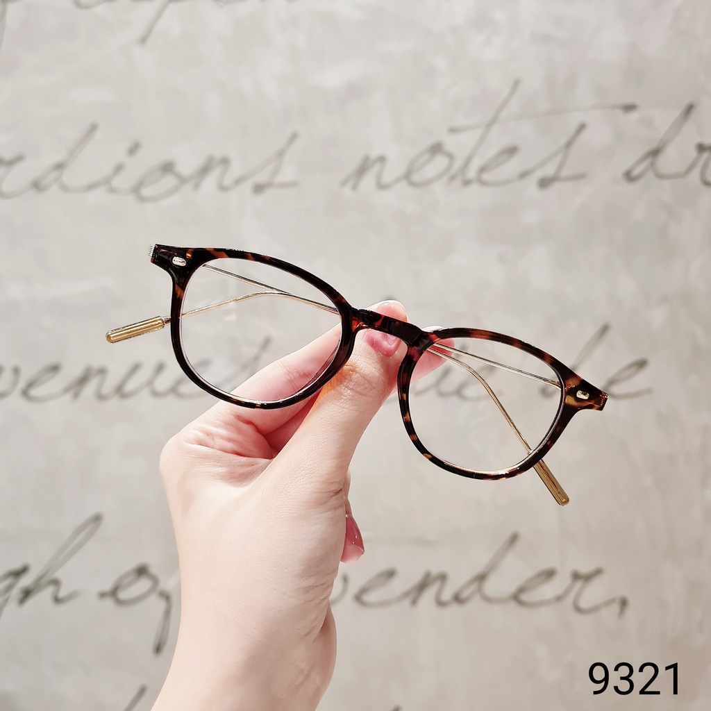 Kính gọng tròn nam nữ LILYEYEWEAR giả cận càng kính thanh mảnh thời trang 9321