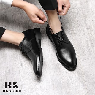 Giày tây buộc dây da bò cao cấp 👑 HK STORE 👑 hàng chính hãng - sang xịn - lịch sự - bảo hành 12tháng - tặng tất + lót bò