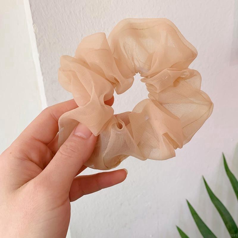 Dây thun buộc tóc bằng vải voan phối lưới phồng cỡ lớn màu trái cây dễ thương
