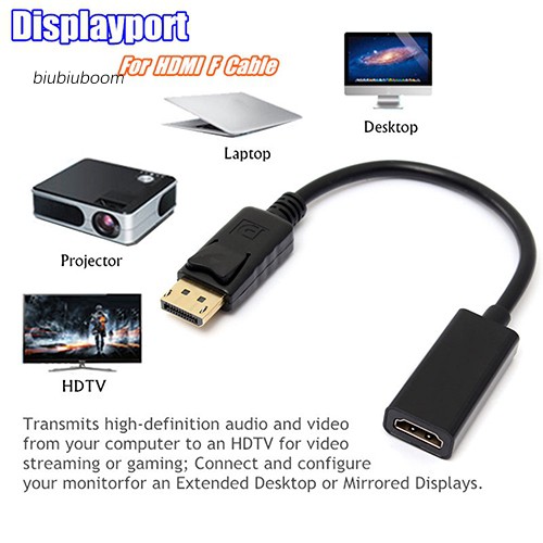 Dây cáp chuyển đổi âm thanh Displayport DP sang HDMI cho PC HP / DELL