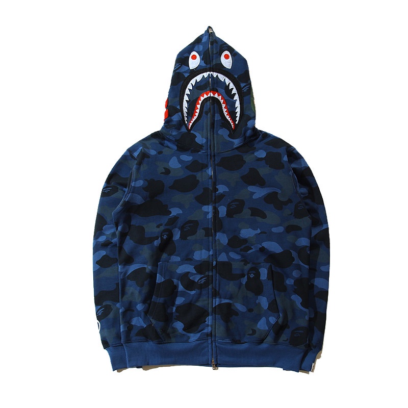 Áo Nỉ Hoodie Zip Bape Họa Tiết Cá Mập, Áo Khoác Nam Mũ 2 Lớp Hottrend