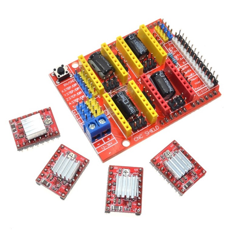 1 Máy In 3D cnc shield V3 + 4 Mạch Mở Rộng Trình Điều Khiển A4988 Cho Arduino + UNO R3