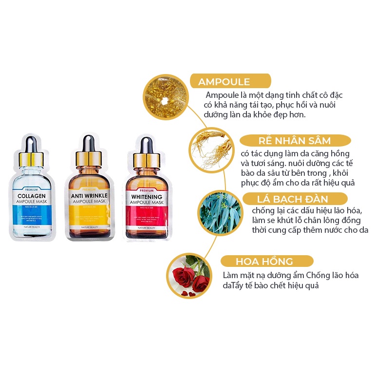 Mặt nạ tinh chất tế bào gốc Nature Beauty Ampoule Mask Hàn Quốc - MN01