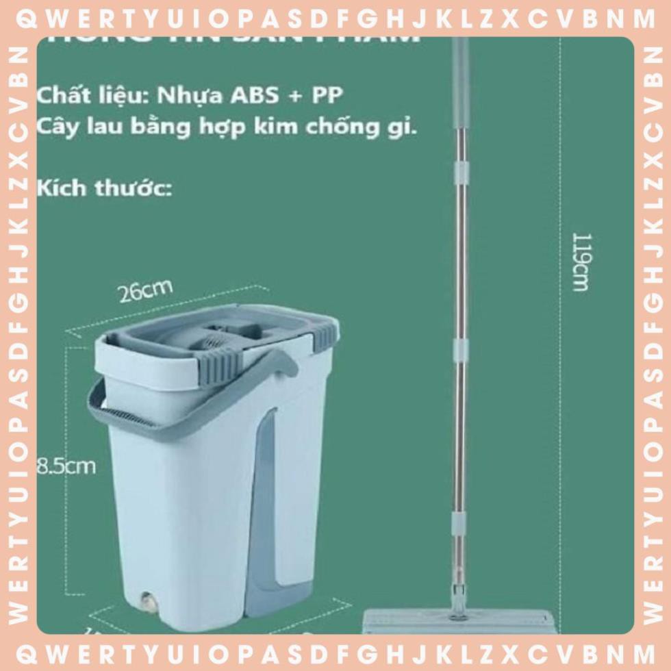 Cây lau nhà tự vắt 2 trong 1 kèm thùng 2 bông lau