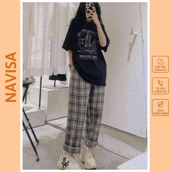 Áo thun nữ form rộng tay lỡ in hình cổ tròn NAVISA AT27