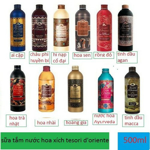 Dòng Sữa Tắm Hương Nước Hoa Tự Nhiên Tesori D`Oriente (Chai 500ml)