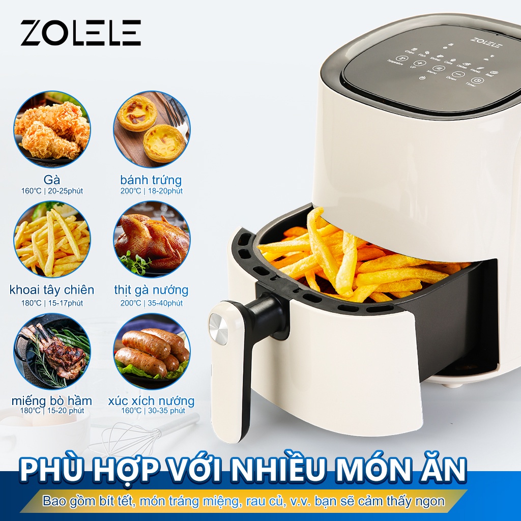 Nồi chiên không dầu ZOLELE ZA001 Dung tích lớn 4.5L Sưởi ấm nhanh chóng