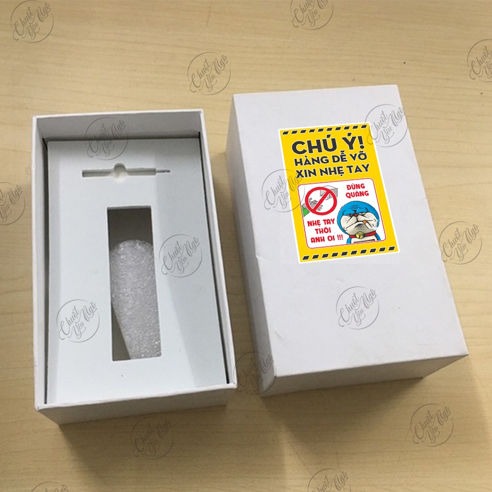 Combo 100 tem dán Chú Ý Hàng Dễ Vỡ Xin Nhẹ Tay nhẹ tai đô rê mon vui nhộn dán hộp hàng vận chuyển