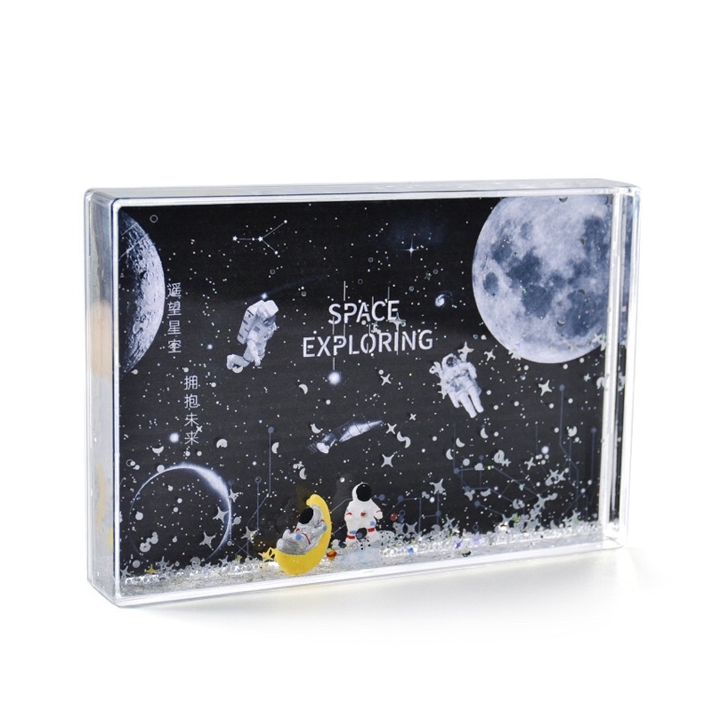 Khung ảnh chất lỏng cát lún phi hành gia để bàn - Khung ảnh tuyết nổi nhà du hành vũ trụ decor phòng siêu đẹp