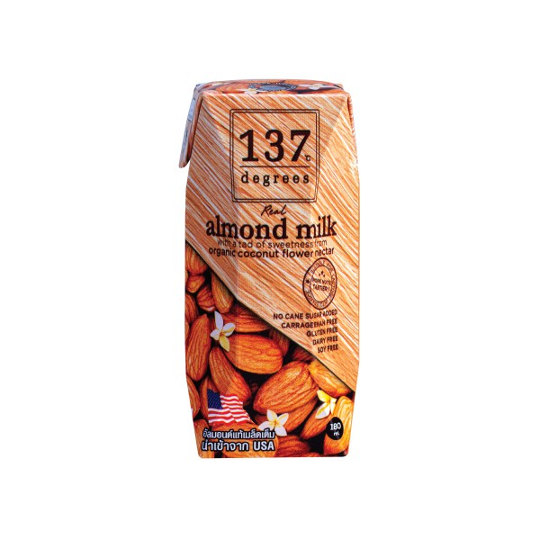Sữa hạt hạnh nhân nguyên chất 137 DEGREES 180ml x 3 hộp Thái Lan, 99% từ hạt tươi