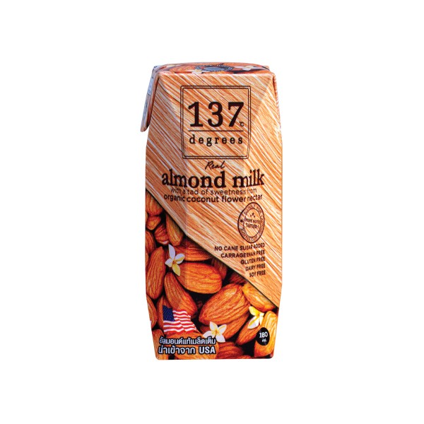 Sữa hạt hạnh nhân nguyên chất 137 DEGREES 180ml x 3 hộp Thái Lan, 99% từ hạt tươi
