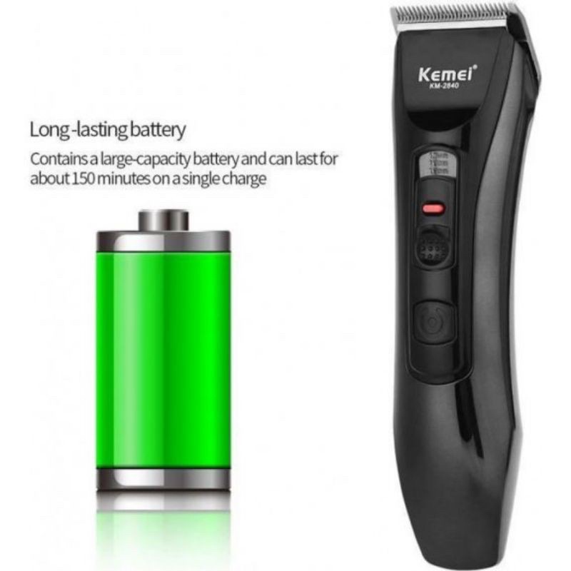 Tông Đơ Cắt Tóc Kemei KM-2840 - chạy siêu êm, sử dụng pin sạc với dung lượng lớn và tốc độ mạnh mẽ dành cho người lớn