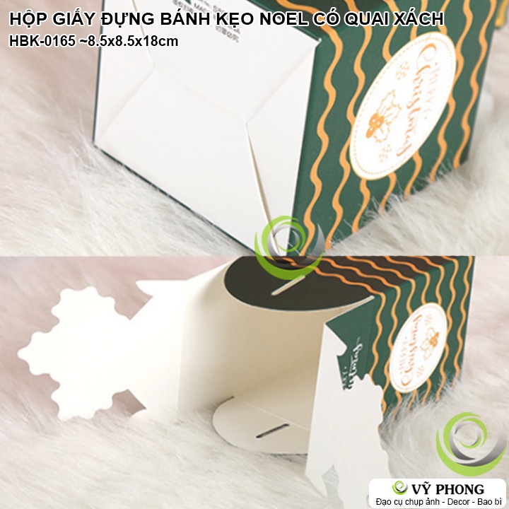 HỘP GIẤY ĐỰNG BÁNH KẸO NOEL GIÁNG SINH CÓ QUAI HỘP ĐỰNG QUÀ TẶNG CHRISTMAS HÌNH THIÊN SỨ ÔNG GIÁ NÔ EN HBK-0165