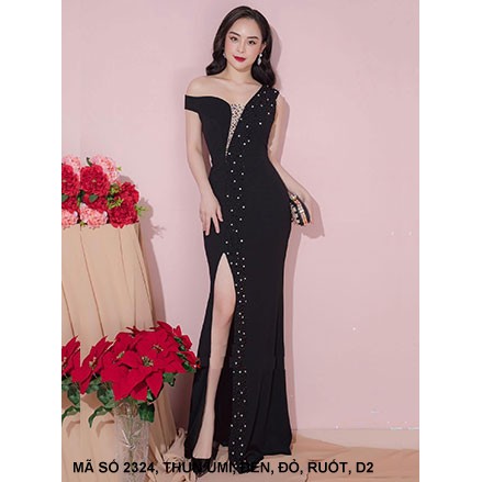 ĐẦM DẠ HỘ KẾT CƯỜM CỔ KHOÉT SAU VAI RỚT MỘT BÊN - 2324