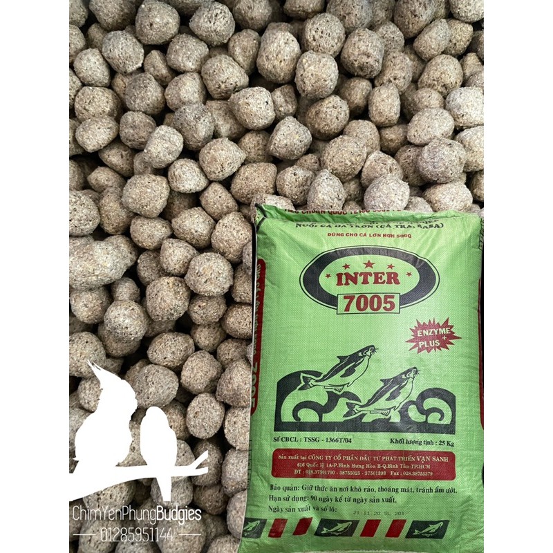 1KG | Cám cá INTER 7005 viên 10 li dùng để câu cá (cá tra,chép,trê,rô phi,mè), thức ăn cá.