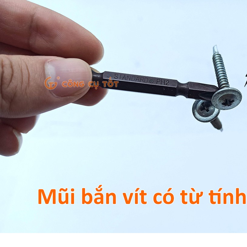 Mũi bắn vít 2 đầu bake thép S2 si nâu Standard Đài Loan dài 65mm