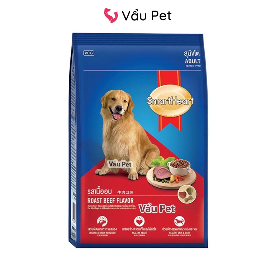 Thức ăn cho chó Smartheart Adult 3kg - Hạt cho chó lớn vị bò Vẩu Pet Shop