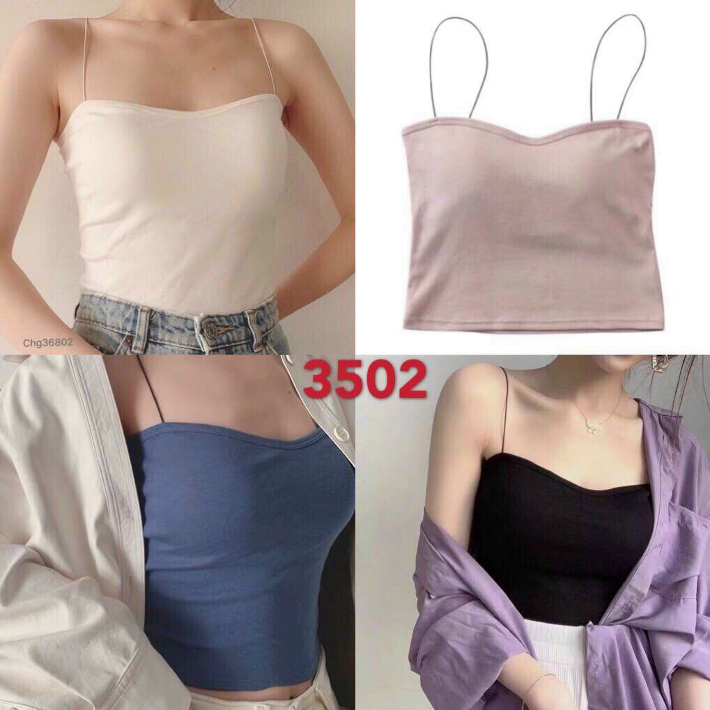 Áo thun 2 dây croptop LYNS chất đẹp, vải Thun Cotton co giãn tốt, dáng ôm, dây bún sợi nhỏ - AD02 | BigBuy360 - bigbuy360.vn