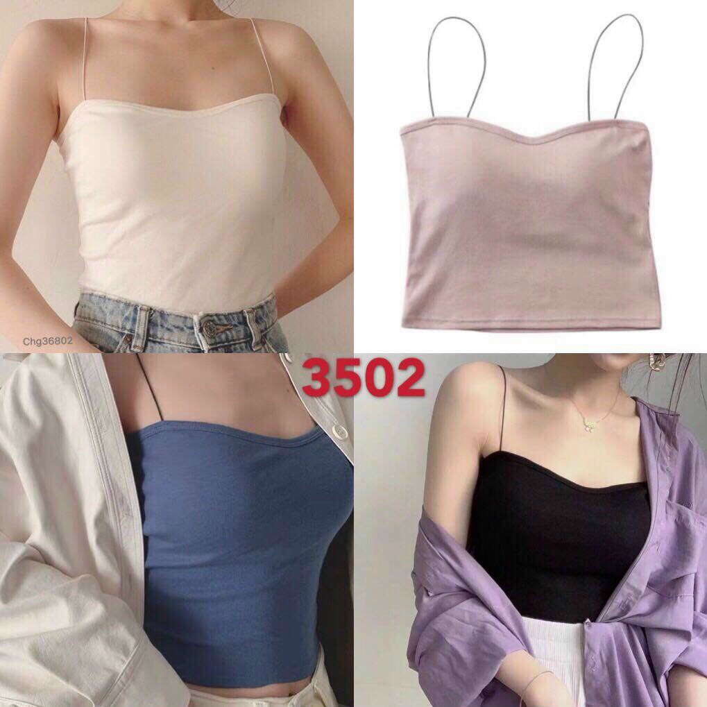 Áo thun 2 dây croptop LYNS chất đẹp, vải Thun Cotton co giãn tốt, dáng ôm, dây bún sợi nhỏ - AD02