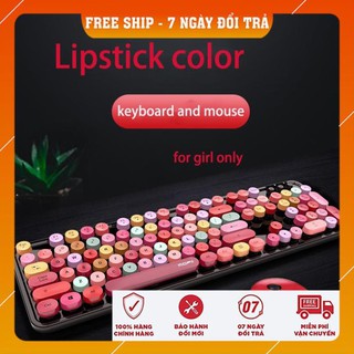 [CAO CẤP] Bộ Bàn Phím Bluetooth Và Chuột Không Dây Hình Son Môi,  Siêu xinh, Siêu cute