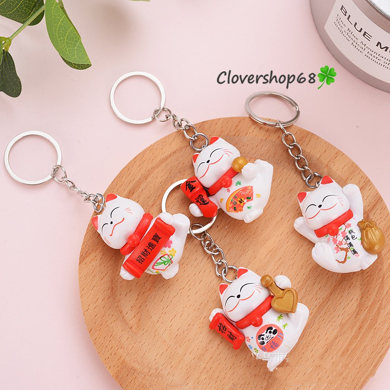 Móc khóa mèo thần tài may mắn Clovershop68