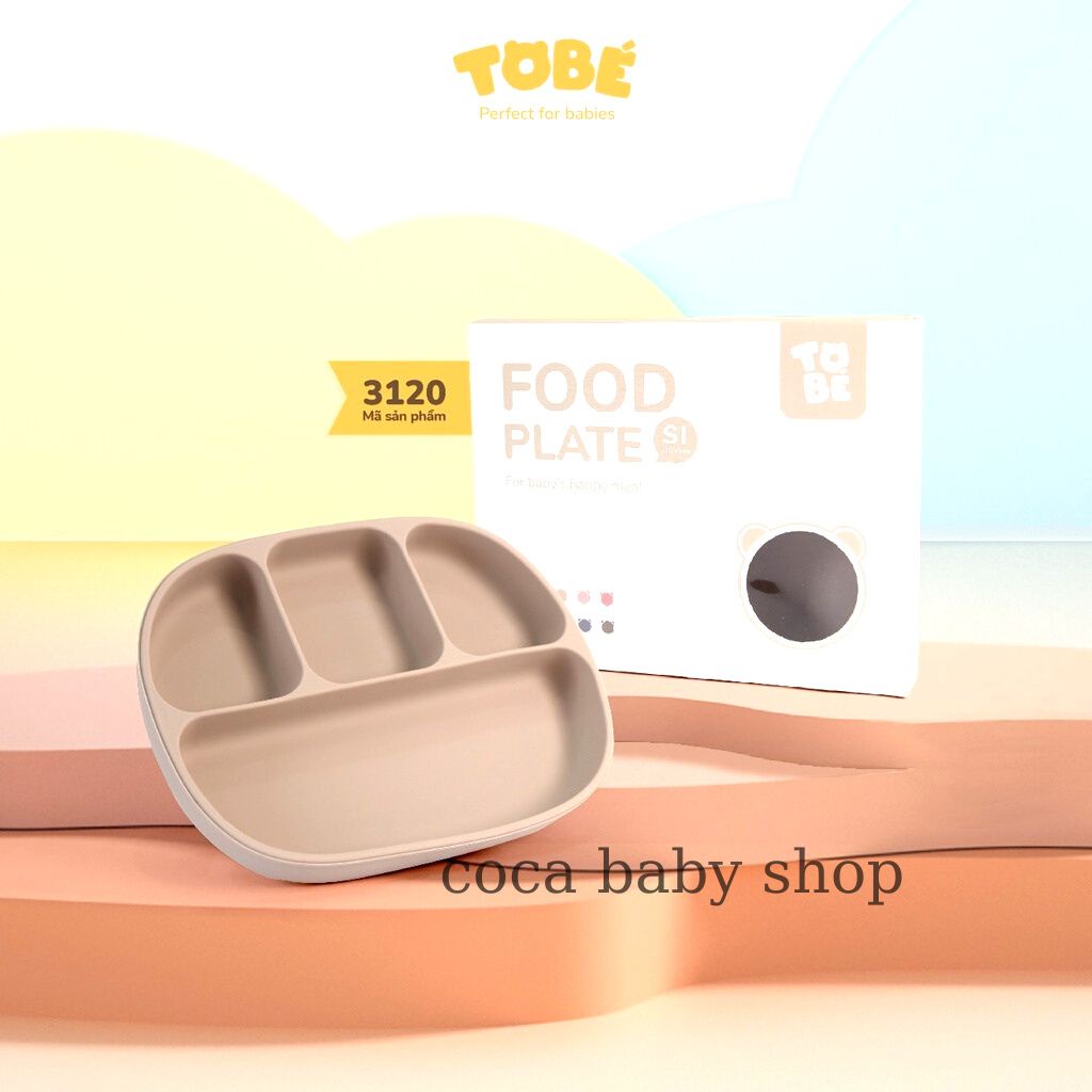 Khay ăn dặm  TOBÉ Eco Silicone chống đổ chất liệu cao cấp an toàn cho bé