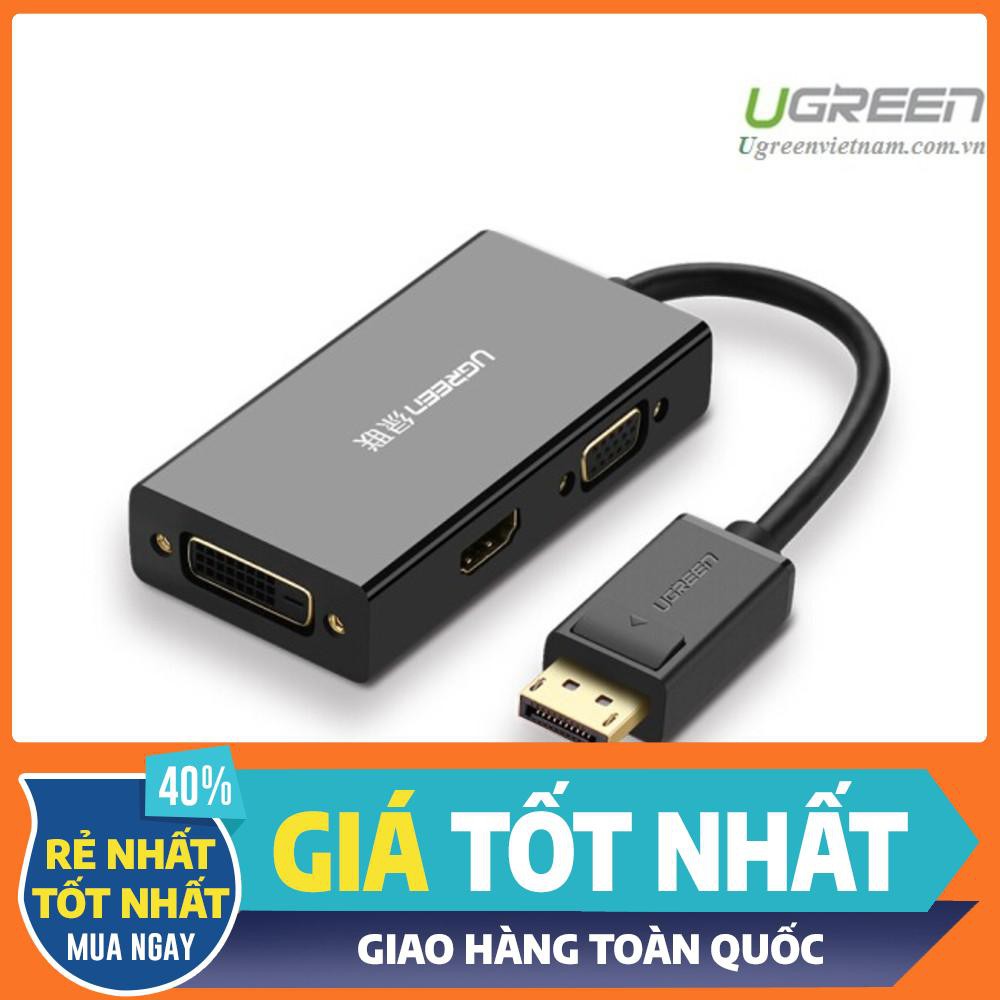 Cáp chuyển đổi Displayport to VGA + HDMI + DVI hỗ trợ 4k 2k Ugreen 20420 (Màu Đen)