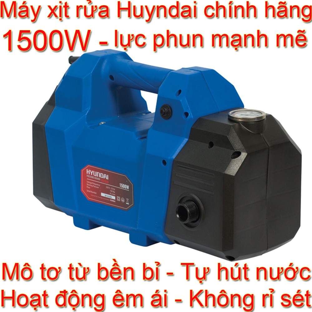 Máy xịt rửa xe mini áp lực cao Hyundai HRX815 chính hãng - Tự hút phun nước vệ sinh xe máy, ô tô. BH 6 tháng