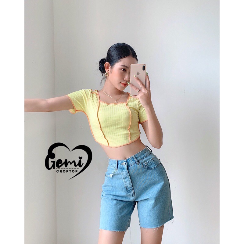 ÁO CROPTOP VẮT SỔ TAY NGẮN [GEMI SHOP]